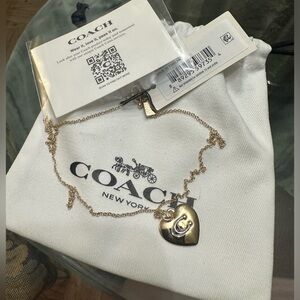 NWT Coach heart “C” necklace gold